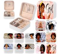 Novabright 12 Pcs African American Women Mini Travel Jewelry Case Gifts Bulk for Black Women Girls Leather Small Travel Jewelry Case Christmas Christian Gifts
