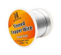 Novacave Tinned Copper Wire, 16 Gauge, 130Ft, 1Lb Spool, for Stained Glass, Crafting, Jewelry Making