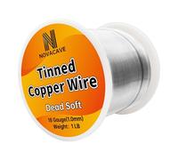 Novacave Tinned Copper Wire, 18 Gauge, 213Ft, 1Lb Spool, for Stained Glass, Beading, Jewelry Making