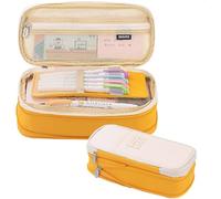 NOVACENTIX Large Capacity Pencil Case for Office College School Large Storage High Capacity Bag for School Students Girls Adults Teens (Yellow)