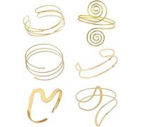 NovaCharm 6 Goldene Armreife-Set für Damen - 14K vergoldete minimalistische Oberarmreifen, Verstellbare Armreife mit 6 Designs