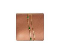 NovaCharm Grüner Smaragd Gold-Armband - 14K vergoldete doppelte Schicht, einstellbar, Ideal als Geschenk für Frauen