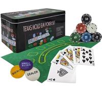 novaease 200 Poker Set Hold'em Poker Casino Game Poker Sets Poker Chips set with Poker Mat & Tin Box Casino Chips & Gambling Cards Poker Set with Mat and Chips Black Jacks Texas Poker Dice Set