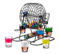 novaease Classic Bingo Game for Adults, Family Fun Games, Lottery Wheel with Spinning Handle, 6 Glasses, Bingo Balls, Fun Party Game, Educational Tradational Game Set