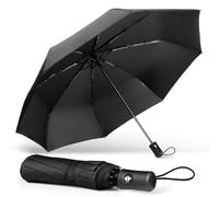novaease Compact Travel 8 ribs Folding Umbrella,Durable Rain Windproof Portable Umbrella with Strong Ribs Reinforced Canopy Ergonomic Handle Auto Open/Close -Man & Woman black folding umbrella