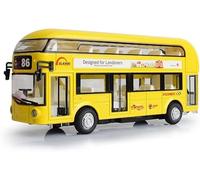 novaease London Bus Model, Classic Yellow Buss, Metal Luxury, Light Sound, Pullback, Battery Included, Doors Open & Close FLashing With Music, Modern British England Yellow Bus