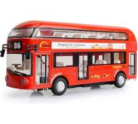 novaease Red London Bus Model, Classic Bus Metal Luxury, Pullback, Doors Open & Close