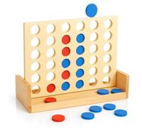 Novaease Wooden 4 in a Row Game Strategy Game Classic 4 Discs in Same Row, Educational Children, Adults, Traditional Board Games Wood Game, Kids Learning Toy Gift Christmas, Birthday