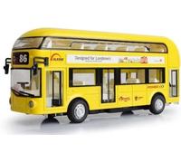 novaease Yellow London Bus Model, Classic Bus Metal Luxury, Pullback, Doors Open & Close
