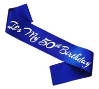 Novaflare Royal Blue 50th Birthday Sash, Unisex Adult Party Favor, 1 Count, 3.7" W x 37.5" L x 0.1" H, 'It's My 50th Birthday' Sash for Girl or Boy, 1731067031