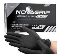 Novagrip JFA Medical Mechanic, Tattooist, Tattoo Disposable Powder Free Latex Free Black Nitrile Gloves - Box of 100 (Medium)
