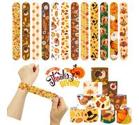 NovaHance 36 PCS Thanksgiving Slap Bracelets Kids Party Favors,Bulk Snap Bracelet Party Favors Supplies for kids&teens Gifts Teacher Classroom School Favors Prizes Exchanging Gift