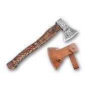 Novahaven Thorvald - Hand Forged Luxury Outdoor English Ash Wood Axe | Carbon Steel Blade with Viking Engraving | Camping, Hunting & Leisure