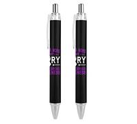 Novaj Purple For Support Cystic Fibrosis Awareness Ballpoint Pen Retractable Writing Ball Pens for Home Office 2 PCS