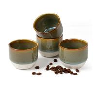 NOVAJOY Espresso Cups Set of 4 140 ml Mini Espresso Cup Handmade Thick-Walled High-Quality Stoneware Cups Without Handle Coffee Cups Mocha Gift in Modern Design