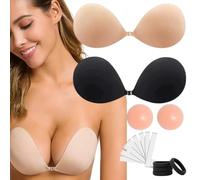 NovaLift 2 Pack Invisible Sticky Adhesive Bra Tape Strapless Reusable Push Up Backless Tape,Hair Bands,Nipple Covers, Seamless Stick On Bra (UK, Cup & Band C)