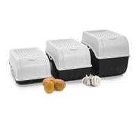 Novaliv Potato Storage Boxes Set, 3.5 L + 5 L + 9 L, White, Potato Boxes, Vegetable Boxes, Stackable Onion Boxes, Potato Baskets, Fruit Containers, Potato Crates, Food Storage Containers