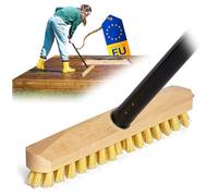 Novaliv Wooden Scrubber with Bristles Wiper with Thread and Screw Handle Four Piece Scrubbing Brush PPN Floor Brush Ideal for Cleaning Balcony Patio Garden Indoor Outdoor