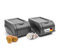 NovalivePotato & Storage 2 x Small, 3.5 L, Anthracite Grey, Stackable Onion & Vegetable Box, Food Container