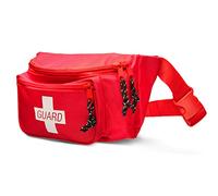 NOVAMEDIC First Aid Empty Fanny Pack, 8"x2"x6", Waist Bag with 3 Zippered Compartments & Adjustable Strap for Lifeguard, Hiking, Travel Men & Women, Durable, Red, Red, 8x2x6 inches, Travel