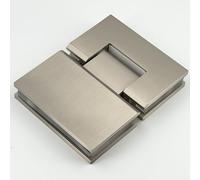 NovaNectar Brass Glass Door Hinge,180 Degree Heavy Duty Short Back Plate Hinges, Shower Door Hardware Replacement for 5/16" to 1/2" (8 to 12 mm) Tempered Glass, Brushed Nickel