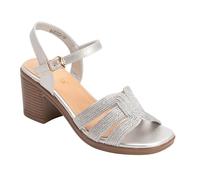 NovaNest Women’s Block Heel Sandals - Effortless Elegance & Comfort- Gold Silver white and champagne- Size UK 3 to 7.5