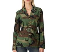 Novaorily Women 2024 Fall Winter Oversized Camo Jean Blazer Jacket Long Sleeve Camouflage Denim Tops Fashion Trench Coats, Camouflage Green, Large