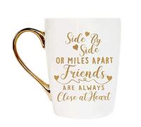 Novaova Friendship Gift Gold Ceramic Coffee Tea Cup, Best Friend Long Distance Gift for Her Girl Best Friend Sister Graduation Birthday Christmas Motivational Mug Gift…