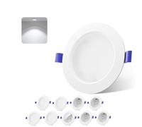 novapollo 9W LED Recessed Ceiling Lights 10 Pack - 720 LM Ceiling Spotlights, 6500K Cool White Light, Cut Φ120mm, Ultra Slim Easy Install LED Downlights Ceiling for Office Living Room UK CA Certified