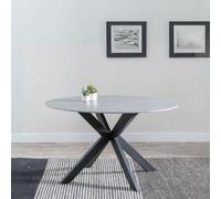 Novara 4 Seater Grey Ceramic Round Dining Table with Black Star Base - 130cm