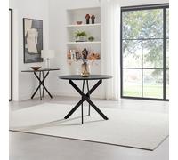 Novara Round Black Wood and Metal 4 Seater Dining Table FurnitureboxUK Light Oak One Size
