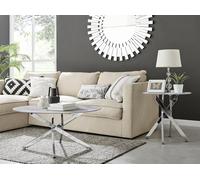 Novara Round Marble Effect Glass Top Coffee Table With Silver Metal Starburst Legs FurnitureboxUK White One Size