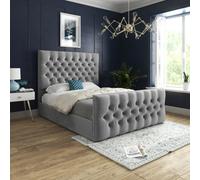 Novara Upholstered Soft Velvet Bed Frame - Grey
