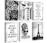 Novart Canvas Coco - COMPLETELY READY TO HANG - Stylish decoration - 6 Pictures Set - Living Room Bedroom N015964a