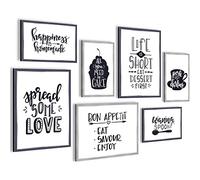 Novart Set of Canvas - COMPLETELY READY TO HANG - Pictures for Wall - Kitchen - 7 Pieces - Dining Room Hallway N000371b