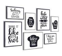 Novart Set of Canvas - COMPLETELY READY TO HANG - Pictures for Wall - Kitchen - 7 Pieces - Dining Room Hallway N000371c