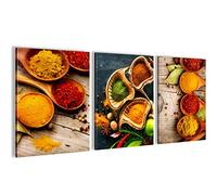 Novart Set of Wall Pictures Kitchen - COMPLETELY READY TO HANG - Modern Collage Spices - Dining Room Hallway - N000435a