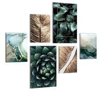 Novart Wall Decoration Set with Paintings Abstract Flowers Wall Art - COMPLETE AND READY TO HANG - No Frame Needed - Bedroom Living Room Kitchen - N032667a