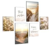 Novart Wall Decoration Set with Paintings Bohemian Beach Wall Art - COMPLETE AND READY TO HANG - No Frame Needed - Bedroom Living Room Kitchen - N034767a