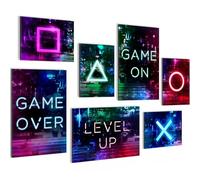 Novart Wall Decoration Set with Paintings Let’s Play Wall Art - COMPLETE AND READY TO HANG - No Frame Needed - Bedroom Living Room Kitchen - N021372a