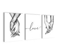 Novart Wall pictures set Abstract - COMPLETELY READY TO HANG - Living Room Bedroom Office Deco - 3 Modern Pictures Hands - N037335a