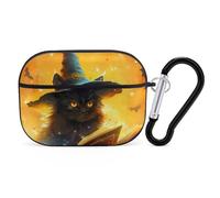 Novastar Compatible with Airpods Pro 2nd Generation Case Cover - Cute Case Compatible with Airpods Pro Case Cover, Halloween Blue Witch Hat Black Cat Case Compatible with Airpods Pro 2 Case