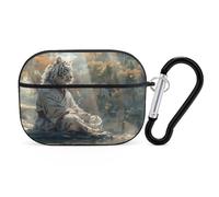 Novastar Compatible with Airpods Pro 2nd Generation Case Cover - Cute Case Compatible with Airpods Pro Case Cover, Forest Meditating White Tiger Case Compatible with Airpods Pro 2 Case