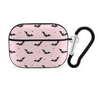 Novastar Compatible with Airpods Pro 2nd Generation Case Cover - Cute Case Compatible with Airpods Pro Case Cover, Halloween Black Bats Star Pink Case Compatible with Airpods Pro 2 Case