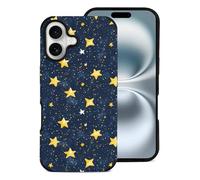 Novastar Compatible with iPhone 16 Case Slim Aesthetic 6.1" - Microfiber Leather Stars in The Night Sky Print Cover Compatible with iPhone 16 Phone Case for Women Men, Anti-Scratch