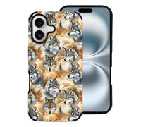 Novastar Compatible with iPhone 16 Case Slim Aesthetic 6.1" - Microfiber Leather Wolf Head in The Woods Print Cover Compatible with iPhone 16 Phone Case for Women Men, Anti-Scratch