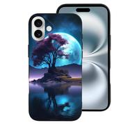 Novastar Compatible with iPhone 16 Plus Case - Cute Fashion Soft Lakeside Tree Blue Moon Silicone Case Compatible with iPhone 16 Plus Phone Case for Women Men