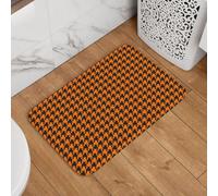 Novastar Front Door Mat Outside Indoor Outdoor Entrance - Black Orange Houndstooth Print Kitchen Rugs Mats for Floor, Washable Thin Bathroom Rugs Fit Under Door, Bath Mat for Bathroom 16 * 24 Inch