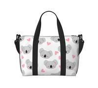 Novastar Laptop Tote Bag for Women Work - Gray Koala Pink Heart Overnight Weekender Bags for Women Travel, Gym Bag for Women Men, Personal Item Crossbody Travel Bags for Women Men Carry On