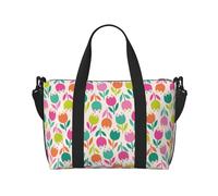 Novastar Laptop Tote Bag for Women Work - Tulips Flowers Brilliant Pink Overnight Weekender Bags for Women Travel, Gym Bag for Women Men, Personal Item Crossbody Travel Bags for Women Men Carry On